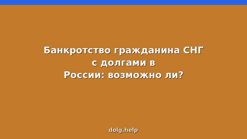 Банкротство гражданина СНГ в России — пошаговая инструкция и условия 2026