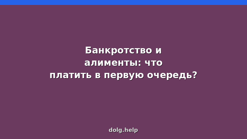 Банкротство и алименты: что платить в первую очередь — разбор ситуации, закон и практика