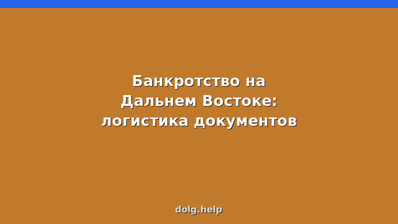 Банкротство на Дальнем Востоке: логистика документов, сроки и стоимость процедуры