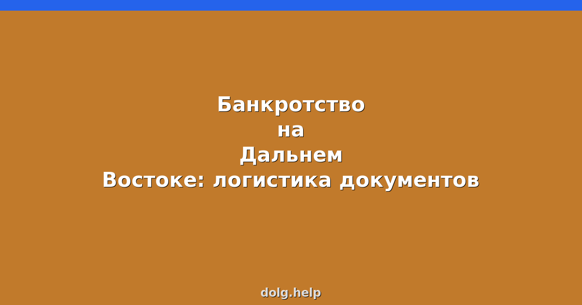 Банкротство на Дальнем Востоке: логистика документов