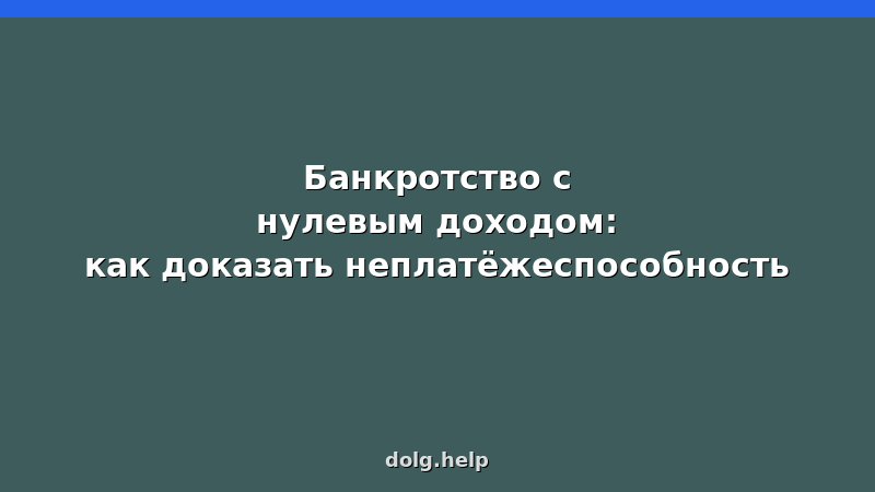 Банкротство с нулевым доходом: как доказать неплатёжеспособность — документы, сроки, стоимость