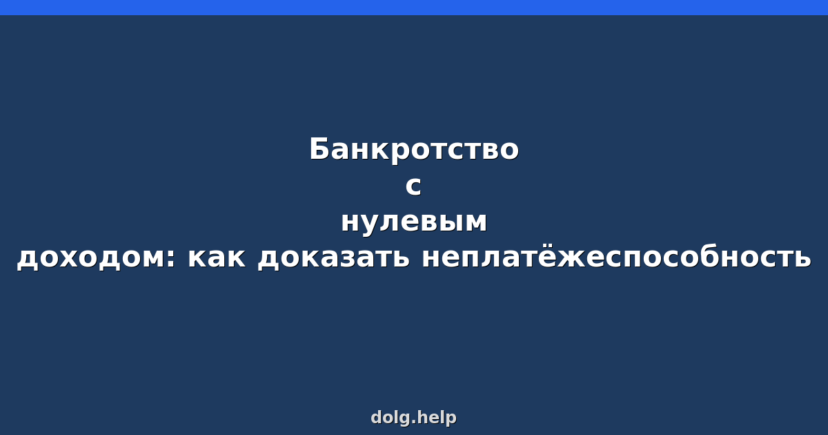 Банкротство с нулевым доходом: как доказать неплатёжеспособность