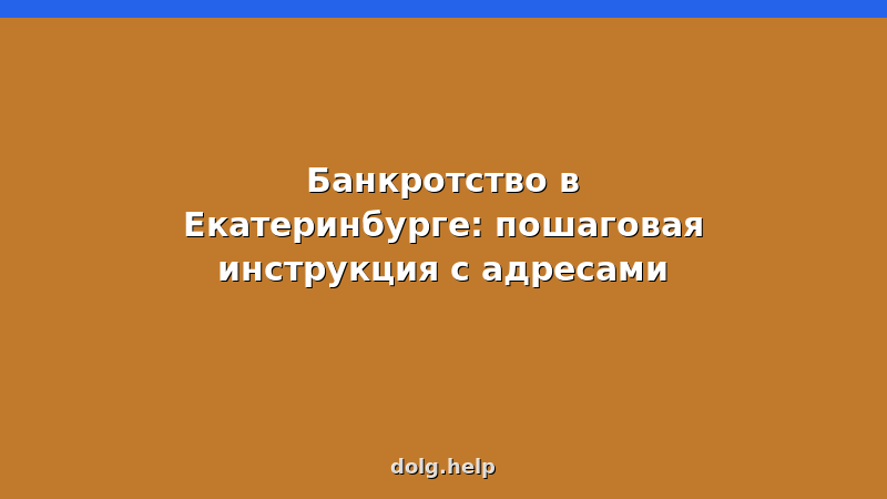 Пошаговая инструкция банкротства физических лиц в Екатеринбурге: адреса судов, МФЦ, стоимость и сроки
