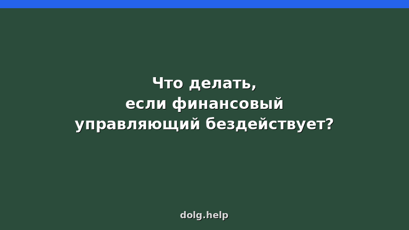 Инструкция 2026: что делать, если финансовый управляющий бездействует — жалобы, замена, последствия