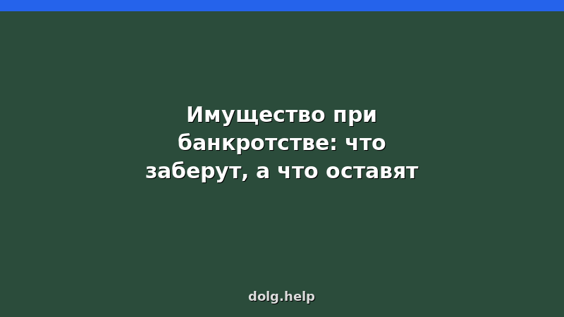Имущество при банкротстве физических лиц: что заберут, а что оставят — список исключений и советы юриста