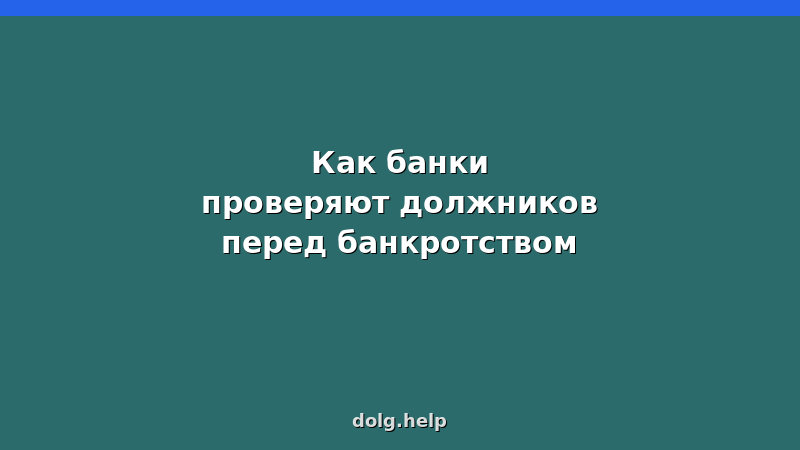 Проверка должников банками перед банкротством: кредитная история, имущество, сделки