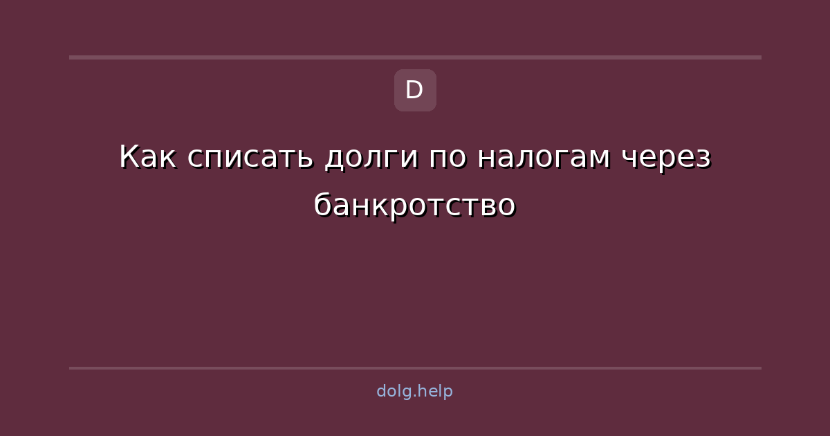 Как списать долги по налогам через банкротство