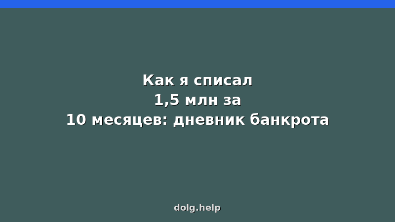Дневник банкрота: как списать 1,5 млн рублей за 10 месяцев — реальная история и советы юриста