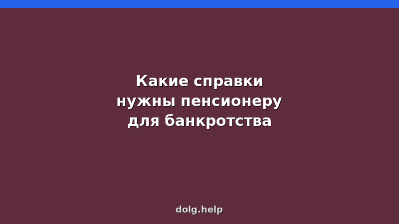 Пенсионер собирает документы для банкротства: справка о пенсии, паспорт, СНИЛС, выписка из ПФР