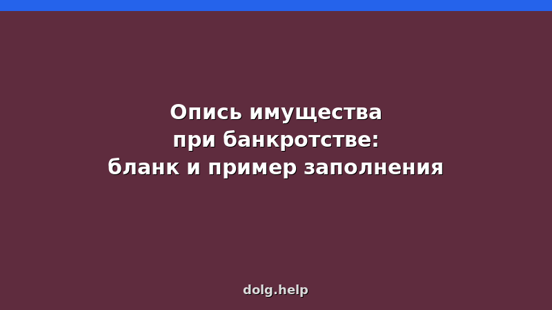 Образец заполнения описи имущества для банкротства физических лиц — бланк, пример, инструкция