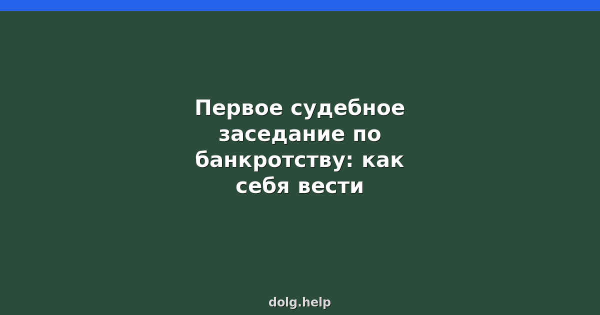 Первое судебное заседание по банкротству: как себя вести и что говорить