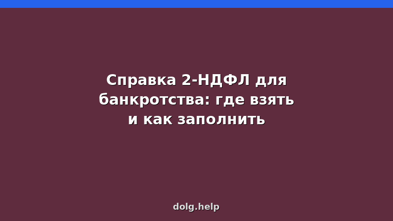 Образец справки 2-НДФЛ для банкротства физических лиц 2026 — где взять и как заполнить