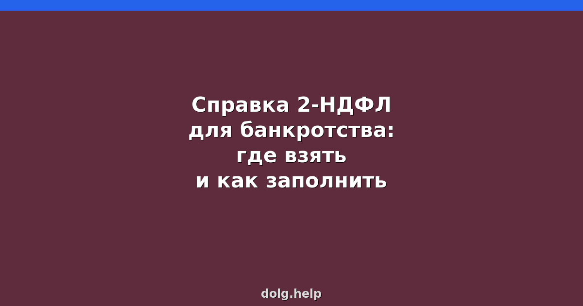 Справка 2-НДФЛ для банкротства: где взять и как заполнить
