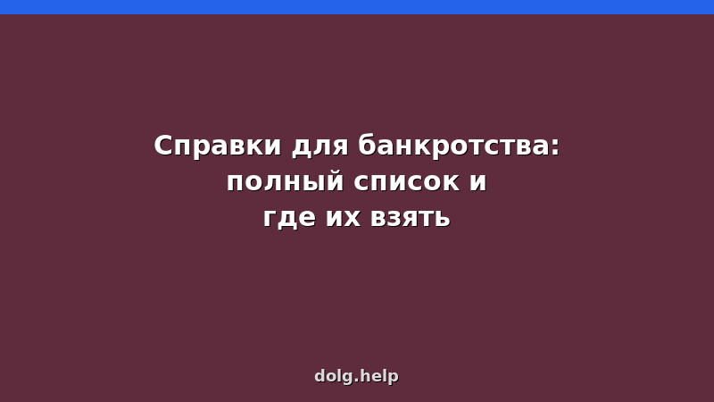 Полный список справок для банкротства физического лица: где получить и какие нужны