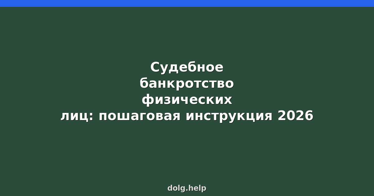 Судебное банкротство физических лиц: пошаговая инструкция 2026