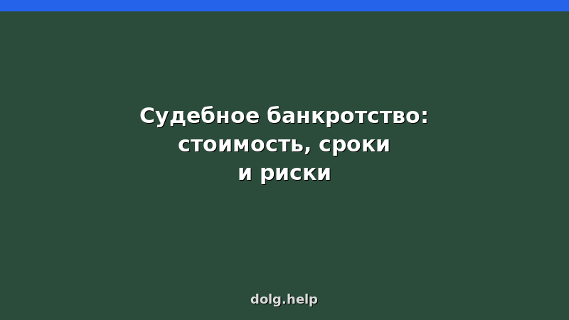 Судебное банкротство физических лиц 2026: стоимость, сроки, риски, пошаговая инструкция