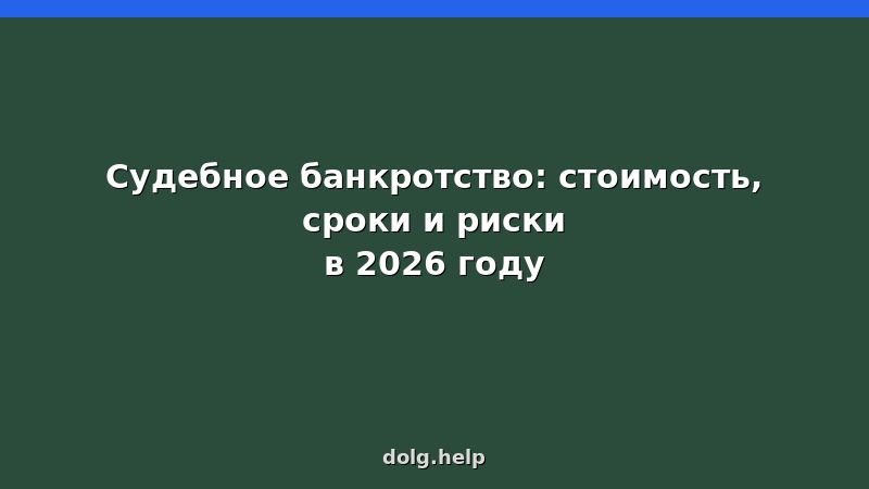 Судебное банкротство физических лиц в 2026 году: стоимость, сроки и риски — пошаговая инструкция