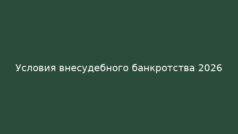 Условия внесудебного банкротства в 2026 году — полный разбор